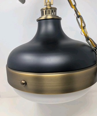 Lighting Cadence Round Pendant, 2 Light, Dark Antique Brass / Black