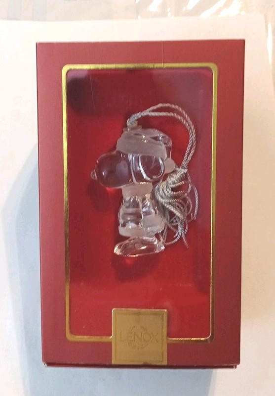 Vintage Snoopy Lenox Santa Full Lead Crystal Christmas Ornament New In Box!