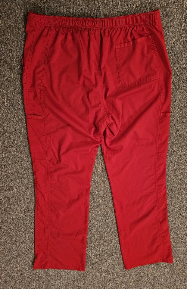 Cherokee Authentic Workwear Scrub Pants L Tall Red 5 Pocket Poly Rayon Spandex - Image 3 of 4