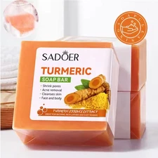 6PCS Tumeric Soap Skin Whitening Dark Spots lightening Acne Brightening Turmeric