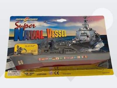 Vintage 1990's Vincent Brand Super Naval Vessel Battery Operated 11'' Toy Boat