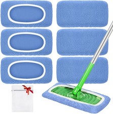 Reusable Mop Pads Compatible with Swiffer Sweeper Mop, 6 Pack, Blue