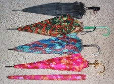 Vintage Colorful 1950-60's UMBRELLA - Lot of 4 - Metal  Lucite Handles - NICE 