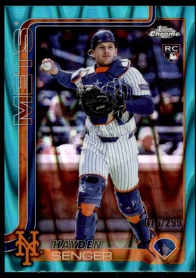 2025 Topps Chrome Update Hayden Senger #USC128 Teal Refractor 76/299 RC Mets