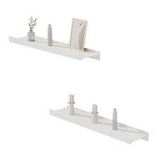White Floating Shelves - Metal Wall Mounted Shelves for Bathroom, 20inch