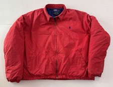 Vintage Polo Ralph Lauren Red Down Puffer Harrington Bomber Jacket Men s Size L