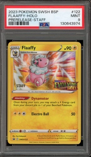 Pokemon Flaaffy Evolving Skies STAFF Prerelease Promo SWSH122 PSA 9 Mint