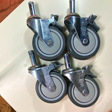 LUXE Set of 4 Swivel Stem-Mount Caster Wheels with Brake, Gray