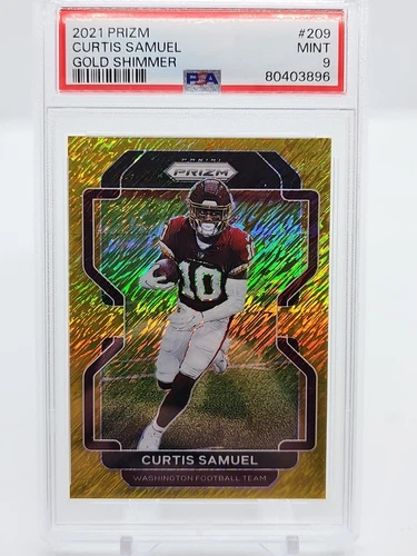 2023 Panini Prizm Curtis Samuel Gold Shimmer 1/10 Commanders PSA 9