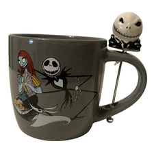 Disney Nightmare Before Christmas  Jack & Sally Mug W/Stirrer  Halloween  NEW 