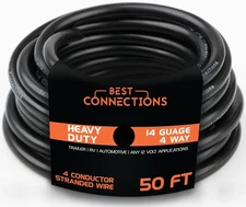 BEST CONNECTIONS Heavy Duty 14 Gauge 4 Way Trailer Wire (50 Feet)