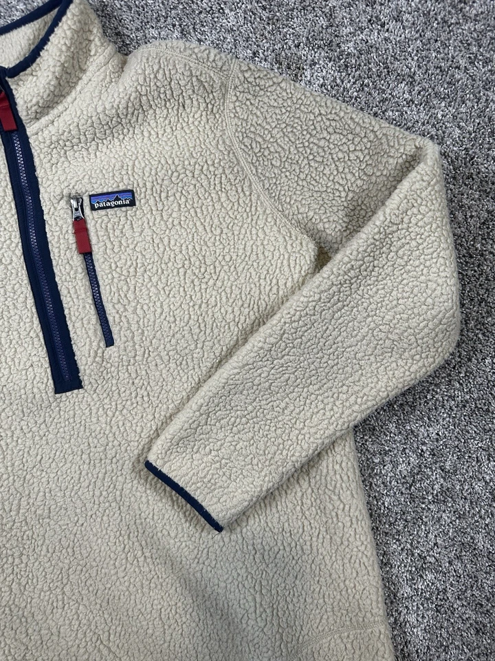 Patagonia ретро ворс флис пуловер куртка бежевый четверть молнии мужской размер XL - Изображение 4 из 4
