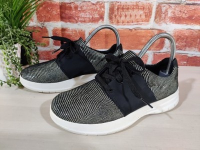 FITFLOP BLACK SNEAKER UK 4 EU 37 DAMEN SCHNÜRER FREIZEIT SNEAKER SATIN PANEL