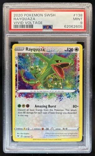 2020 Pokemon SWSH Vivid Voltage Rayquaza Amazing Rare #138/185 PSA 9