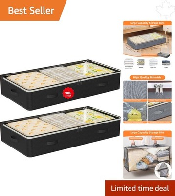 Space-Saving 90L Under Bed Storage Bins - Foldable Design with Zipper Closure