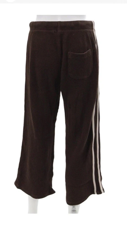 Pantalón Donni SOLDOUT Térmico Recortado Waffle Rayas Marrón Espresso 234 $ Minorista Pequeño Foto 4 de 4