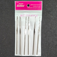 Susan Bates Steel Crochet Hook Set 6pc Sizes 0 1 7 8 9 10 Model 12185