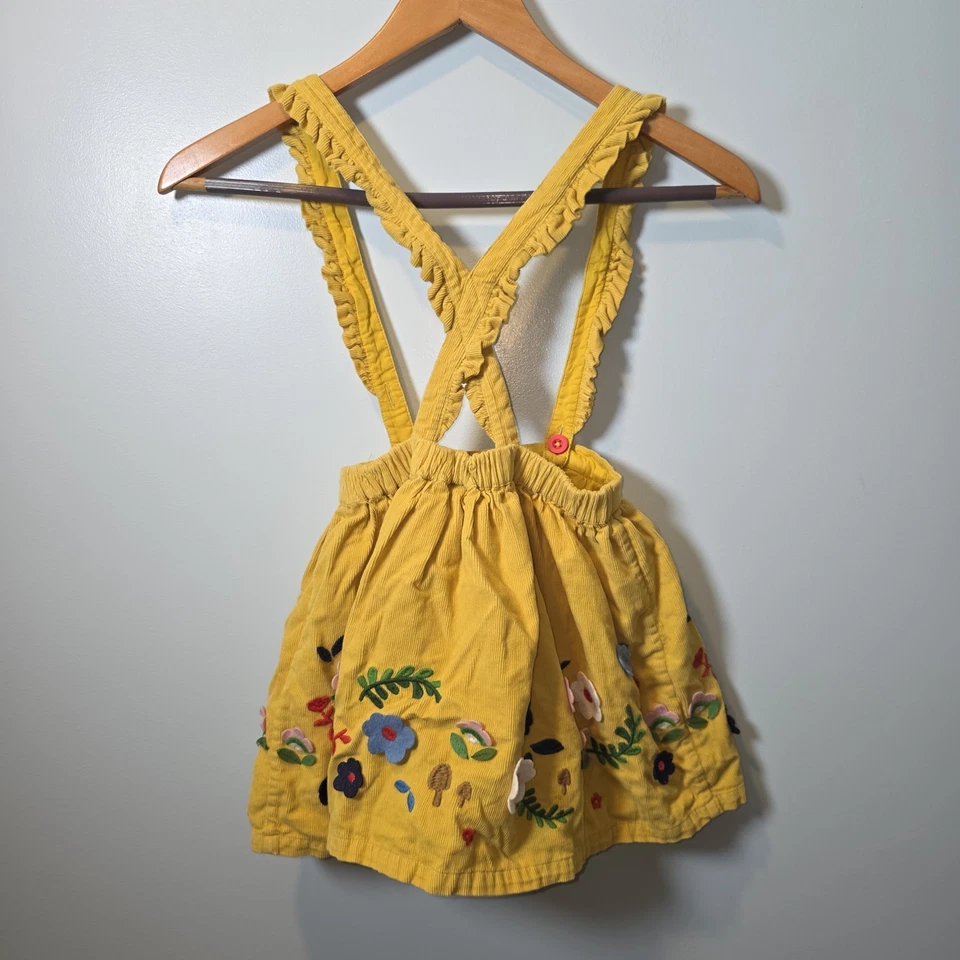 Mini Falda Delantal Boden Amarillo Floral Planta Apliques 5-6 Años Niñas Pana Foto 4 de 4