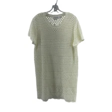 Anrabess White Acrylic Loose Knit Women's Swim Dress Cover Up - Size M, Preowned