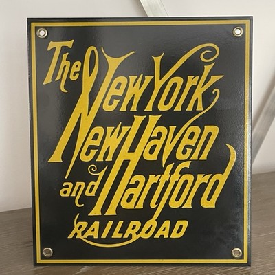 Vintage The New York New Haven and Hartford Railroad schweres Emaille Porzellanschild