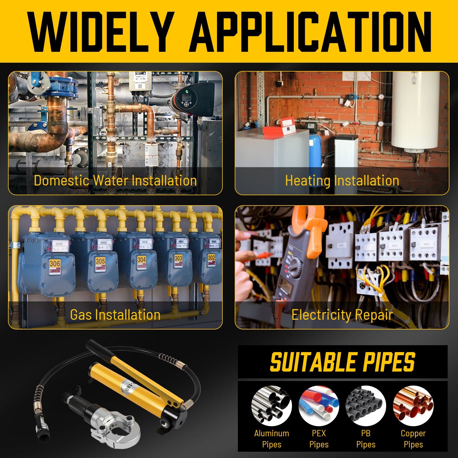 6T Hydraulische Presszange für Verbundrohr & Fittings V TH Profile Crimp 16-32mm