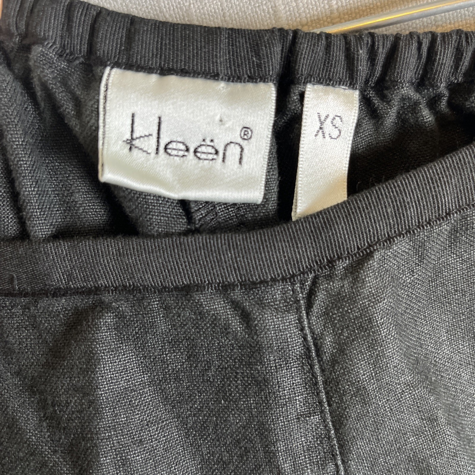 KLEEN Lagenlook 100% LINEN PANTS Size XS 0 2 Black Crop Wide Leg Comfort Pull On