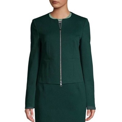 HUGO BOSS NEW $495 Jaxine Structured Jersey Houndstooth Jacket in Pine Size 4