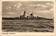 PC WWII, GERMANY, MILITARY SHIP, "DEUTSCHLAND", Vintage Postcard (b65382)