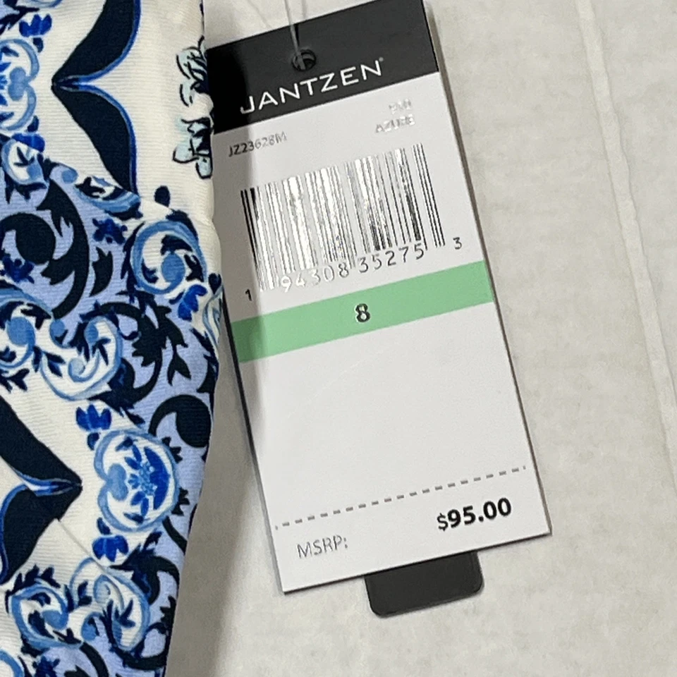 Traje de baño Jantzen para mujer 8 mezclado azul floral de una pieza preppy vacaciones en la playa Foto 4 de 4