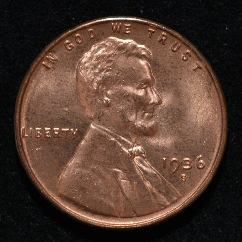 1936-S Lincoln Wheat Cent / CH BU+