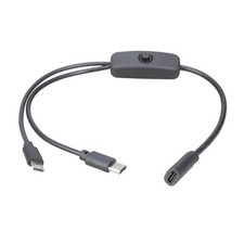 USB C Female to Type C  Micros USB Male with On Off Switches Button Power Cord