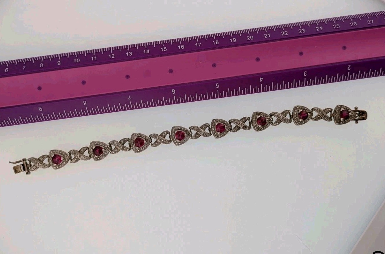 10ct Ruby Sterling Silver Bracelet 925 Tennis 8" … - image 15