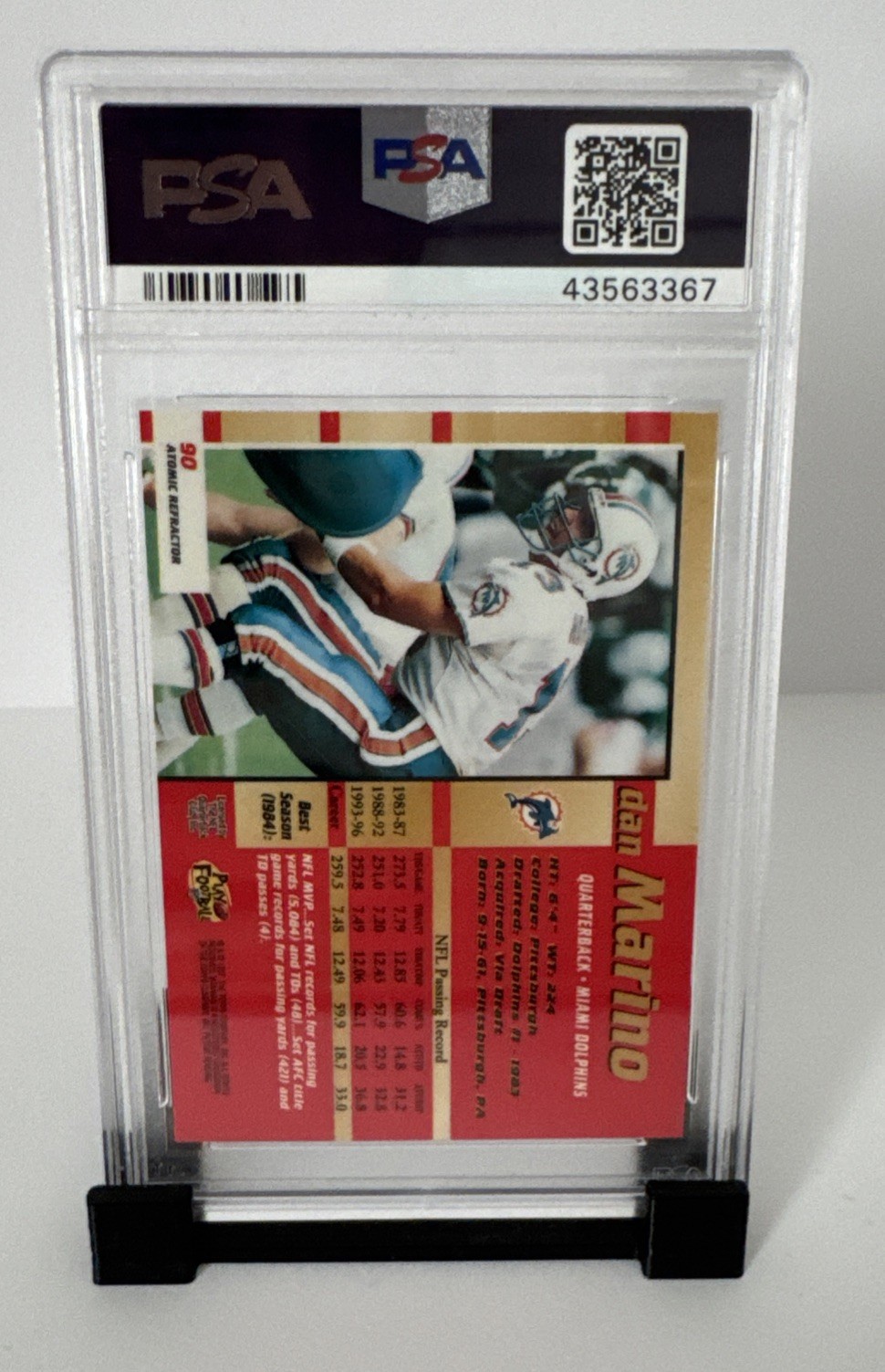 Dan Marino 1997 Topps Bowman's Best #90  ATOMIC REFRACTOR PSA 9 Mint NFL Miami view 2