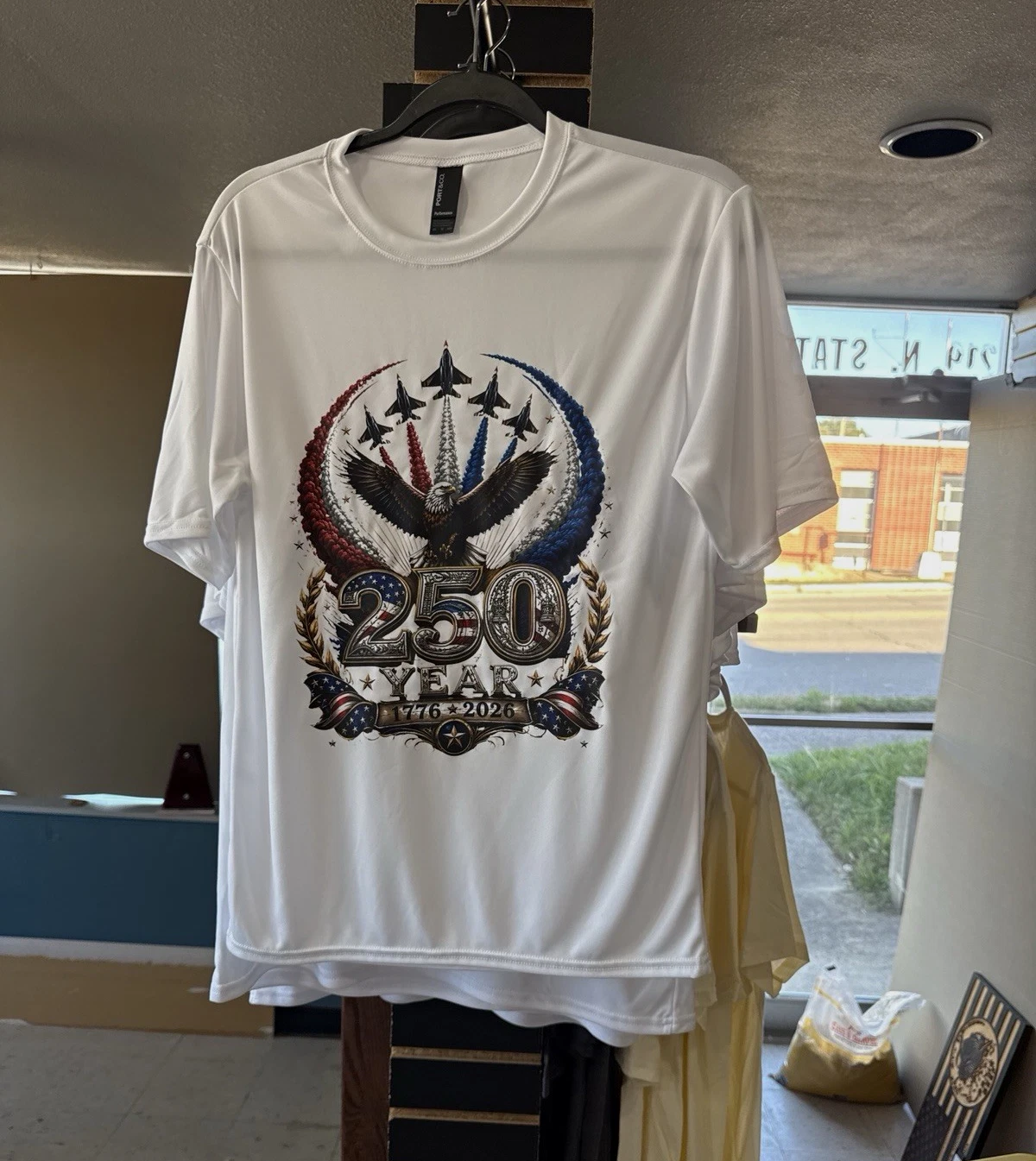 White Patriotic USA 250 Eagle 1776-2026 Graphic Tee Big & Tall 3XL image 1