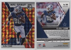 2020 Panini Mosaic NFL Debut Reactive Gold Prizm CeeDee Lamb #268 Rookie RC