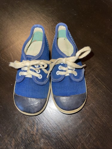 Vintage 1972 PF FLYERS Converse Blue Canvas Athletic Shoes Boys / Toddlers 6 USA - Picture 2 of 16