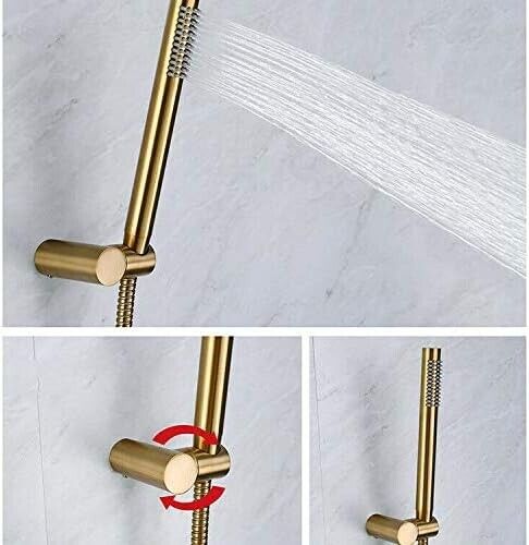 YJROOMS Brushed Gold Concealed Shower Set Rould Brass Bathroom Shower Mixer Syst - Picture 7 of 7