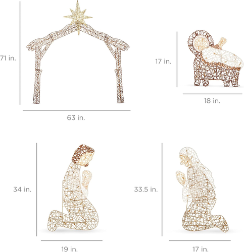 Outdoor Nativity Scene Holy Family Yard 190 LED Lights Stakes Zip Ties 6Ft Light - Picture 7 of 7