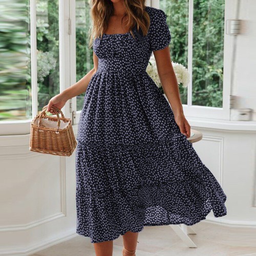 ✿ Langes Sommerkleid Im Bohemian-Stil Für Damen Langes Strandkleid Florales 〒 - Picture 17 of 20