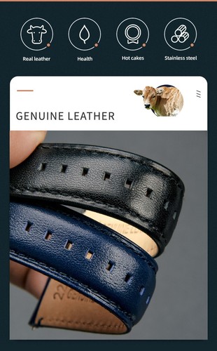 22mm Men's Genuine Leather Strap For Fossil FS5061 ME3052 Watch Strap Accessory - Picture 7 of 21