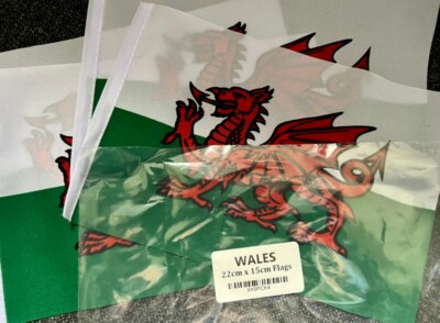 WALES 4ER-PACK MINI-FLAGGEN klein 9 Zoll x 6 Zoll IDEAL ZUM BASTELN WALISISCH