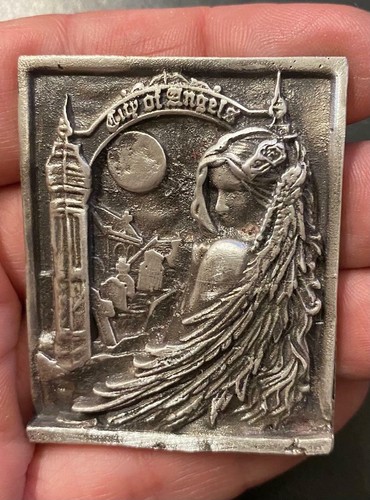 @2.6 Oz MK BarZ "City of Angels" 999FS Sandcast Relief Art Work by Anna Marie - Picture 2 of 6