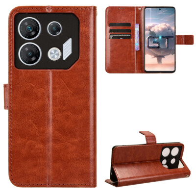 For Infinix GT 10 Pro Crazy Horse pattern Leather Flip Wallet phone stand Case