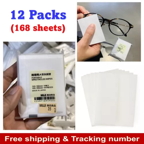 12 Pack MUJI Japan Portable Spectacles Wipes Clean Computer Mobile Phone Screen 