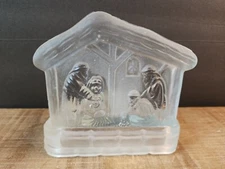 GLASS NATIVITY Christmas CANDLE HOLDER VOTIVE Manger Wise Men  Decor Star