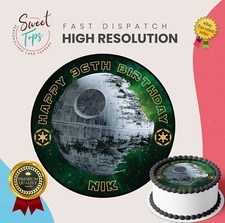 Star Wars Death Star Personalised Round Edible Birthday Cake Topper Decoration