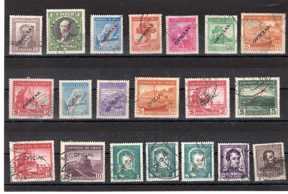CHILE OFICIAL SERVICIO DEL ESTADO lot USED 44 differents scan referential only - Image 4 of 4