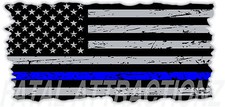 Distressed American Flag Thin Blue Line Vinyl Decal sticker police officer usa