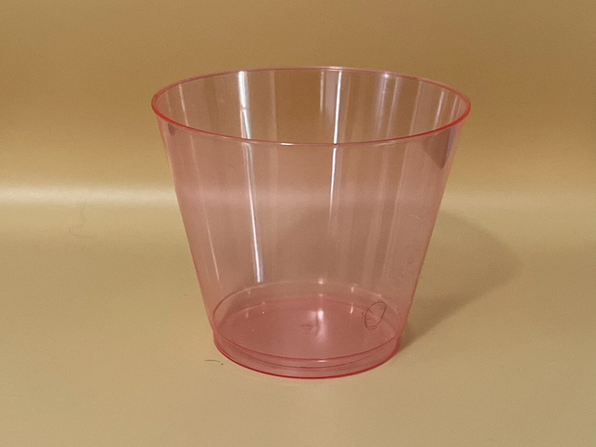 30 Pack 9 oz Small Plastic Cups, Clear Drink Cup Pink Transparent Cups,  Mini Cup