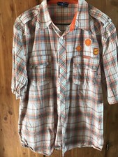 Mecca Mens XL Orange Plaid Button Polo